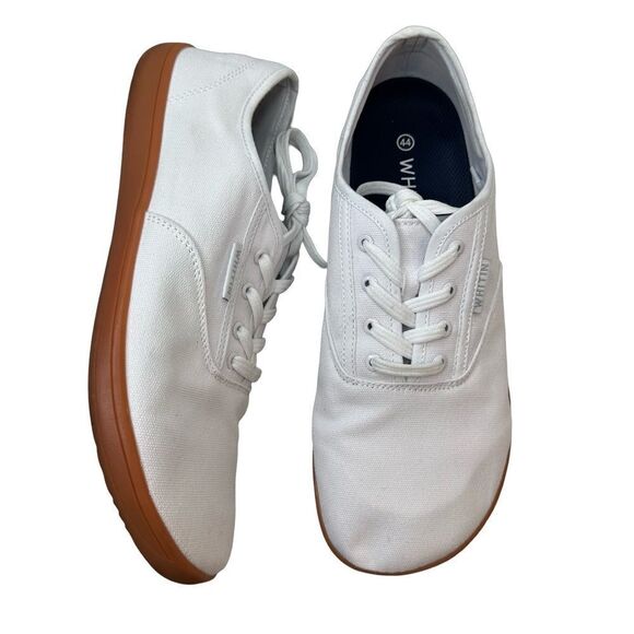 WHITIN White Wide Canvas Barefoot Sneakers | Zero Drop Sole | Minimalist Sz 10 W - Picture 5 of 16